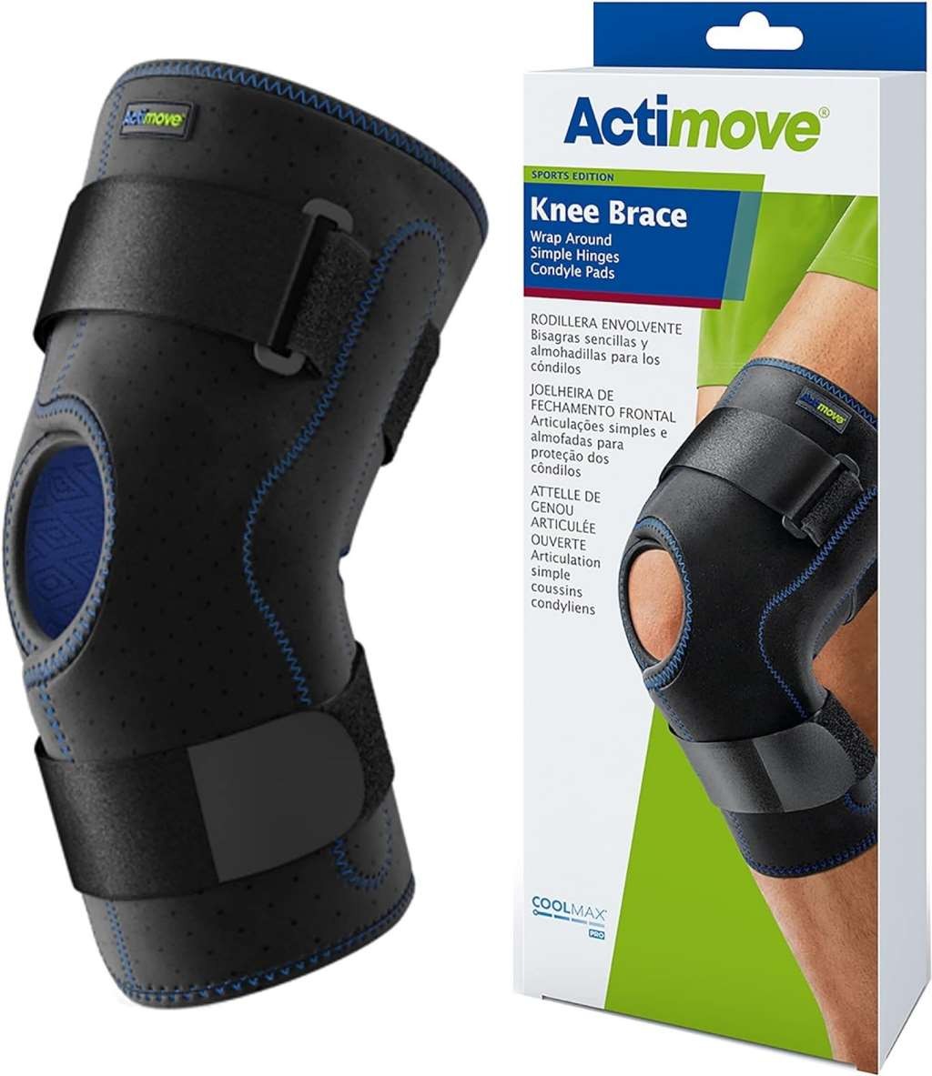 Actimove Knee Brace Wrap Around, Simple Hinges, Condyle Pads 3X-Large (Black)