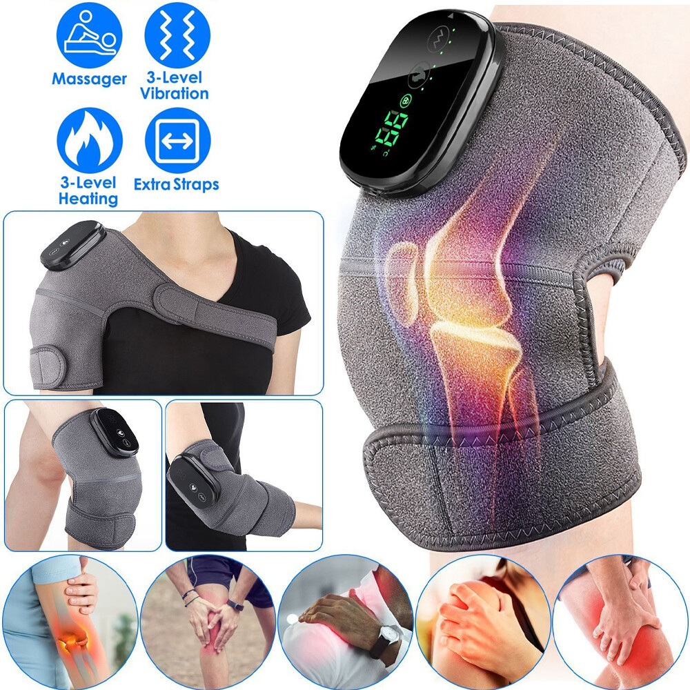 Electric Heating Vibration Knee Joint Pad Brace Leg Pain Relief Therapy Massager