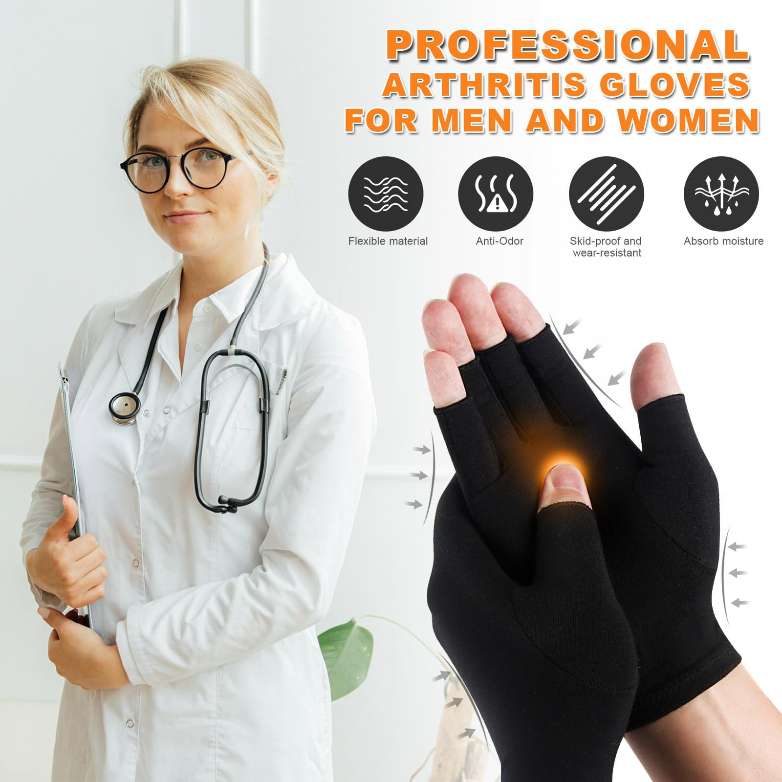 Lustraze Women’s 2 Pairs Arthritis Gloves Pain Relief M(2.8-3.5INCH, ADULT)