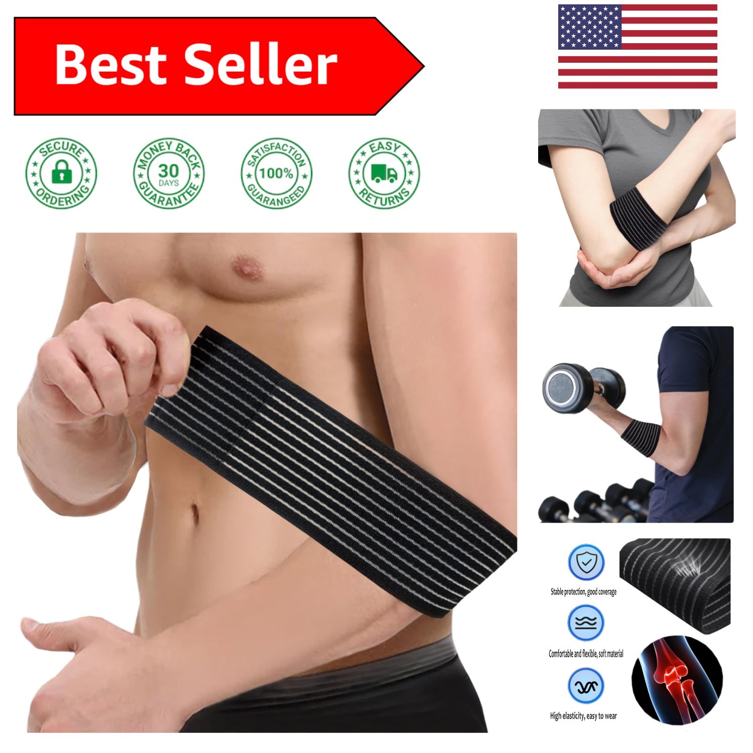 Durable Elbow Compression Bandage for Pain Relief – Perfect for Sports Recovery