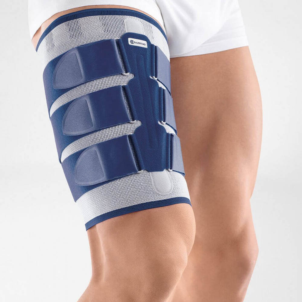 Bauerfeind Myotrain Muscle Trauma Treatment Leg Brace Thigh Blue/Grey