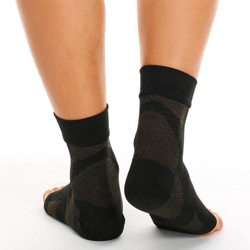 Copper Compression Foot Sleeve Ankle Brace Support Plantar Relief Pain Socks