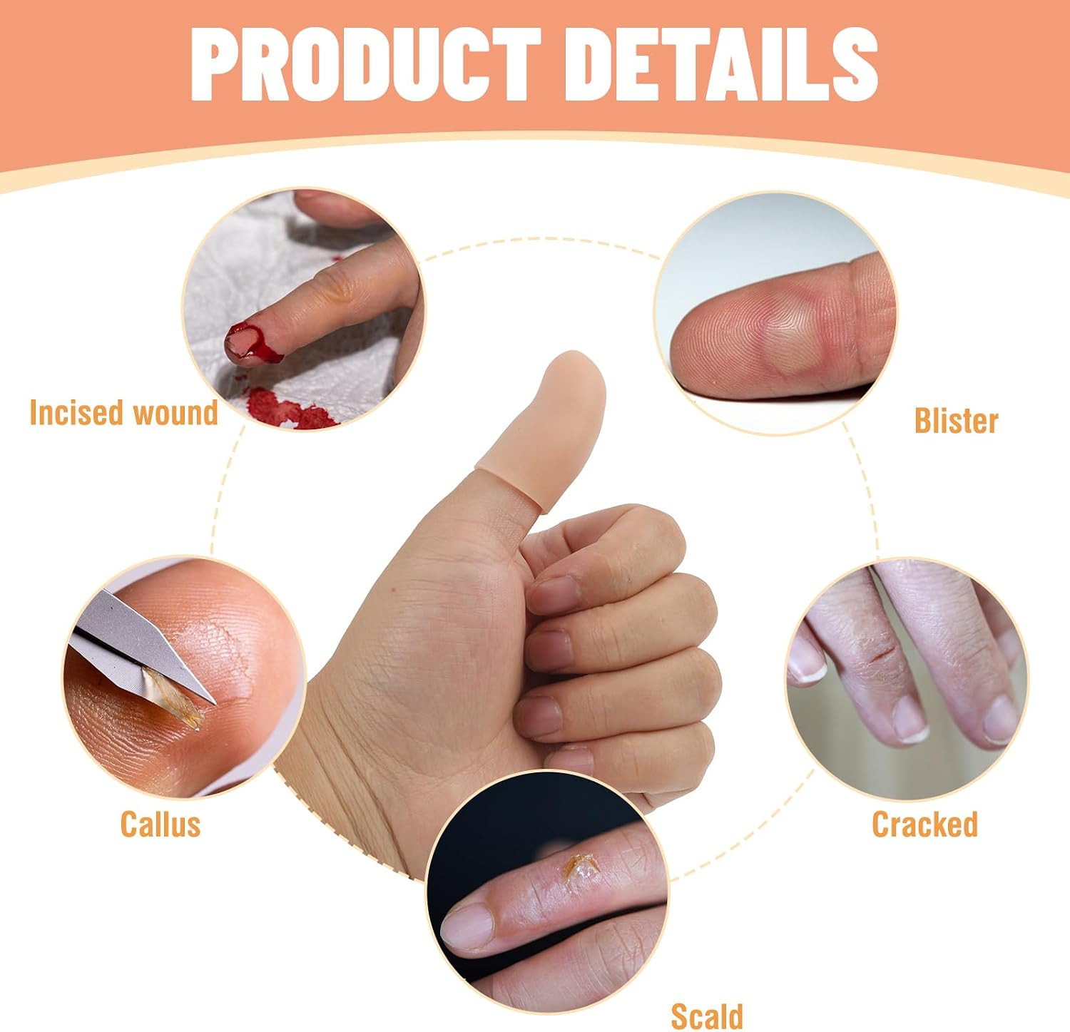 20 Pcs Gel Finger Cots Protector, Silicone Finger Protector Sleeve Support, Wate