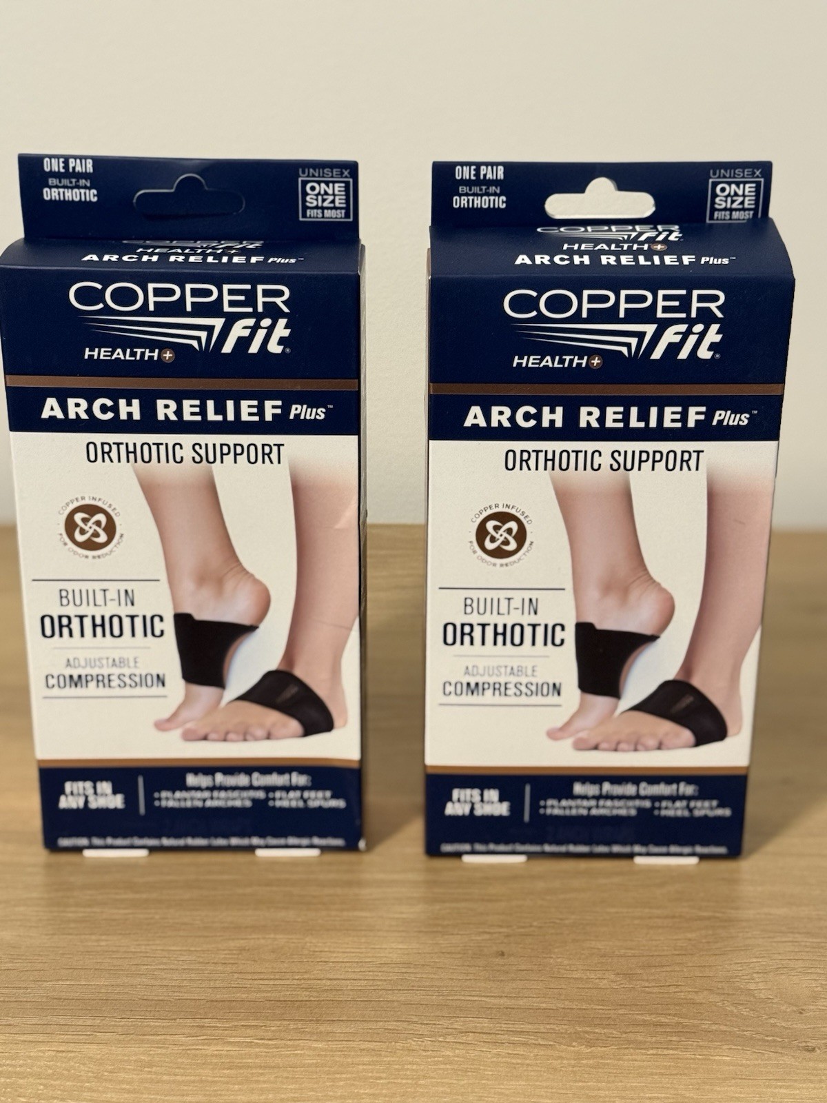 Copper Fit Arch Relief Plus Adjustable Compression Black One Size 1 Pair 2 PACK