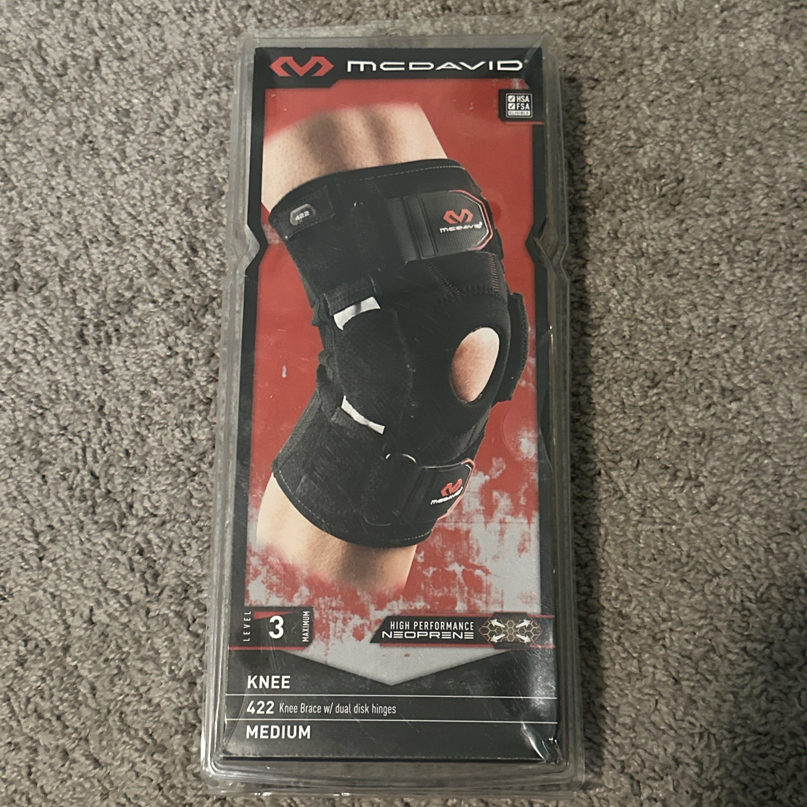 McDavid 422 Level 3 Black w/Dual Disk Hinges Knee Brace ~ Size M 14-15” NEW