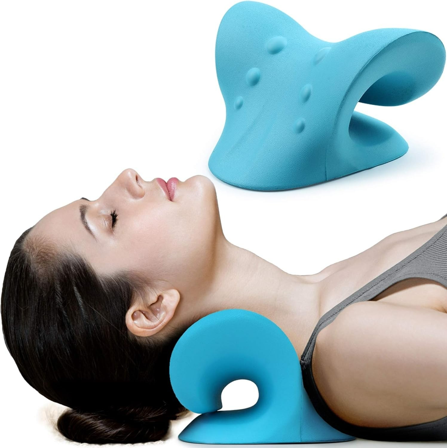 Blue Cervical Traction Device – Ergonomic Support for Neck Pain and TMJ Relief
