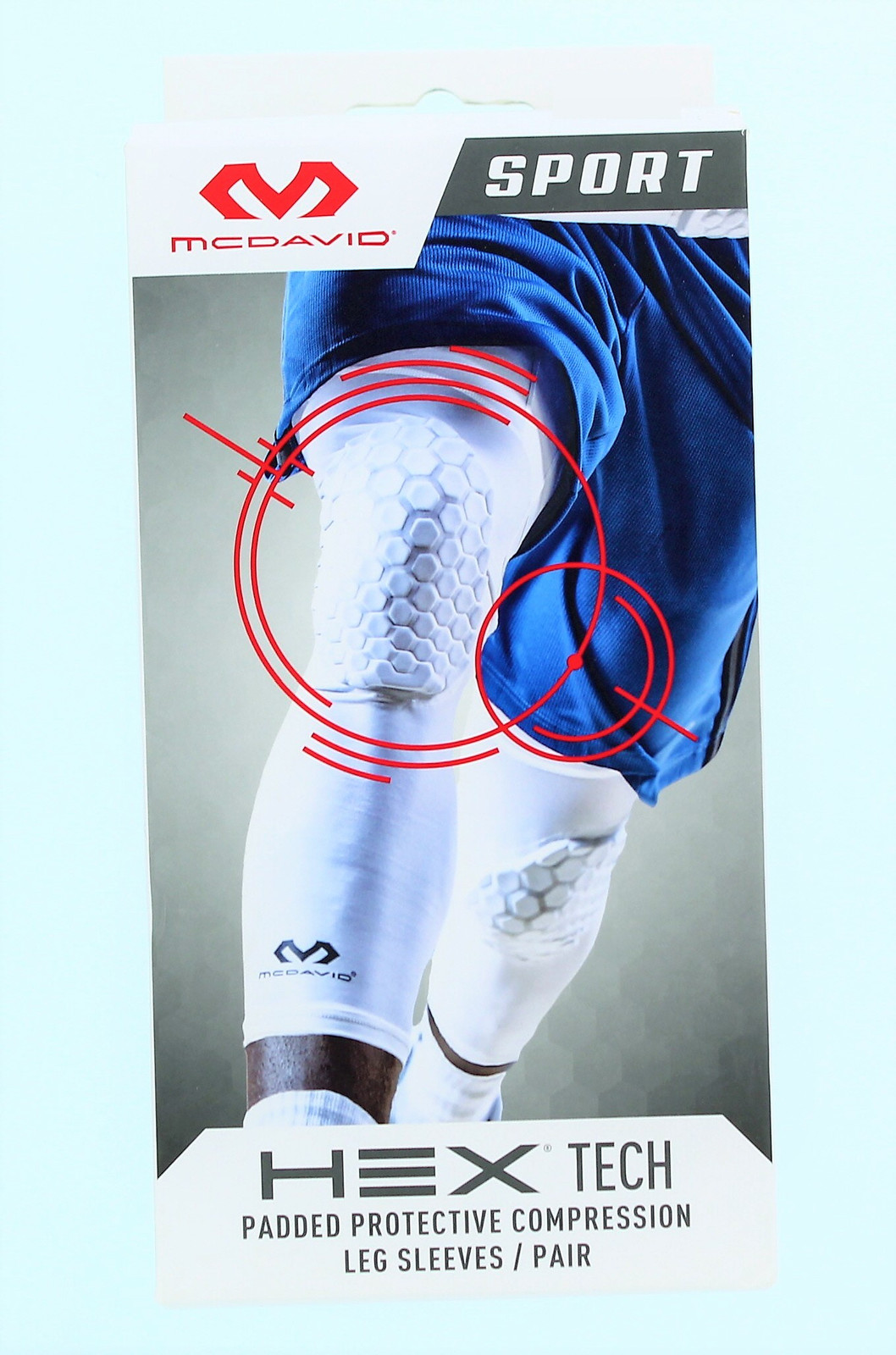 McDavid Sport HEX Tech Padded Protective Compression Leg Sleeve Size S/M (White)