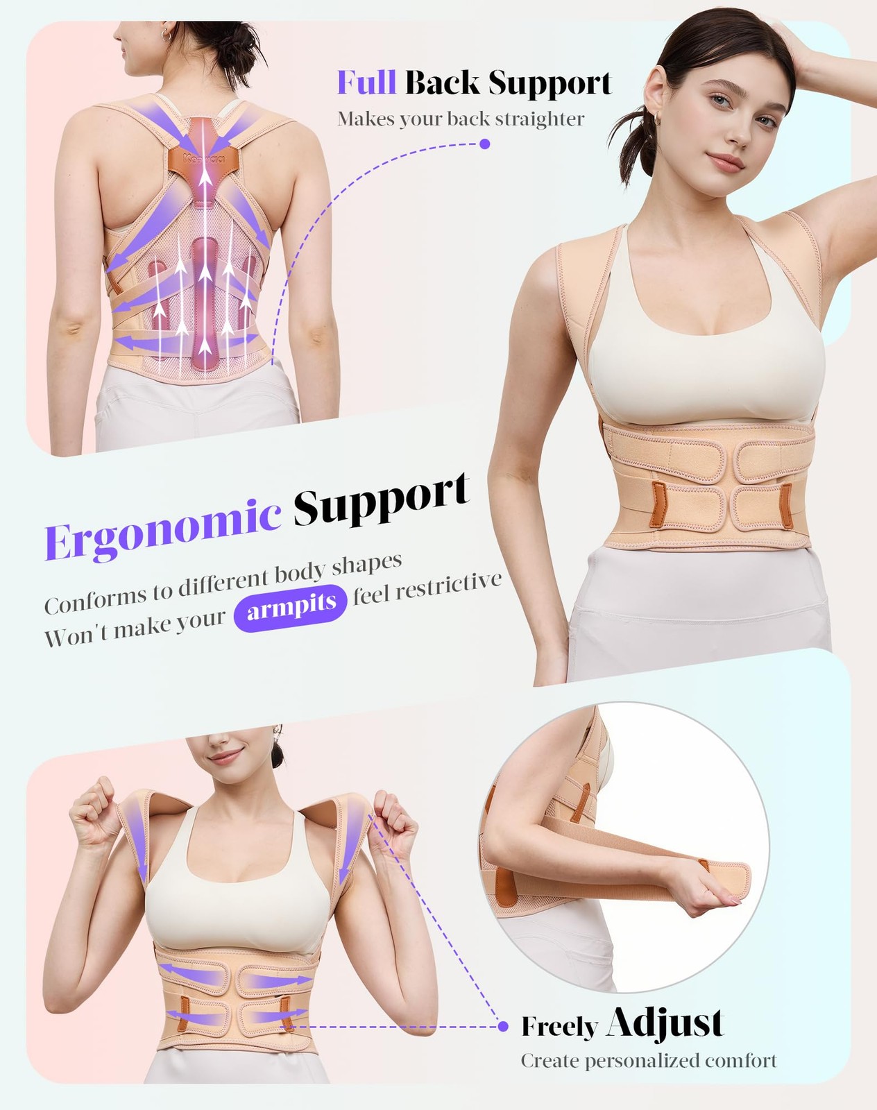 pluclike Posture Corrector for Women and Men, Full Back Support Brace, Adjust…