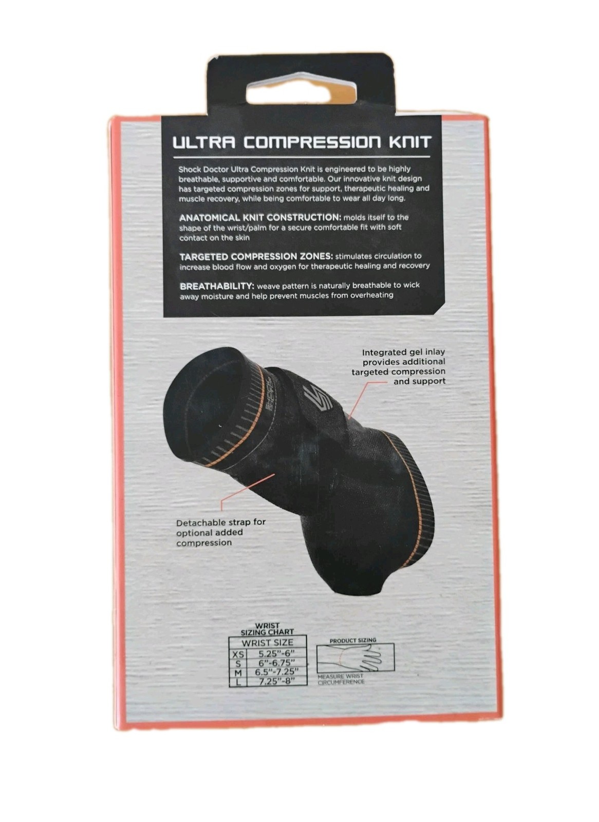 Shock Doctor Left Wrist Support with Gel and Strap Size Large 7.25″ – 8″ NEW