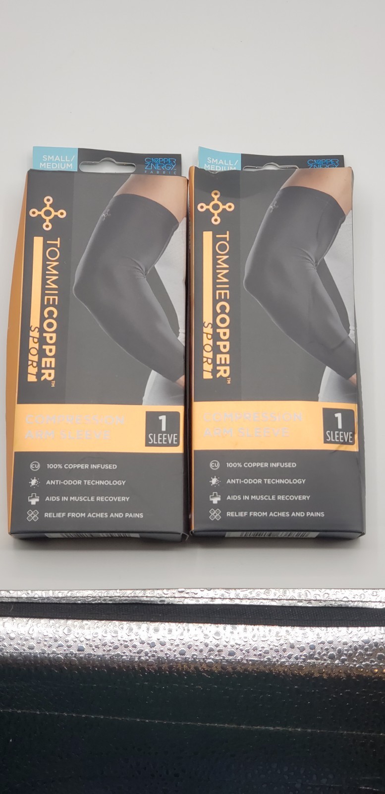 TOMMIE COPPER COMPRESSION ARM SLEEVE JOINT PAIN RELIEF SMALL/MEDIUM – BLACK. X2