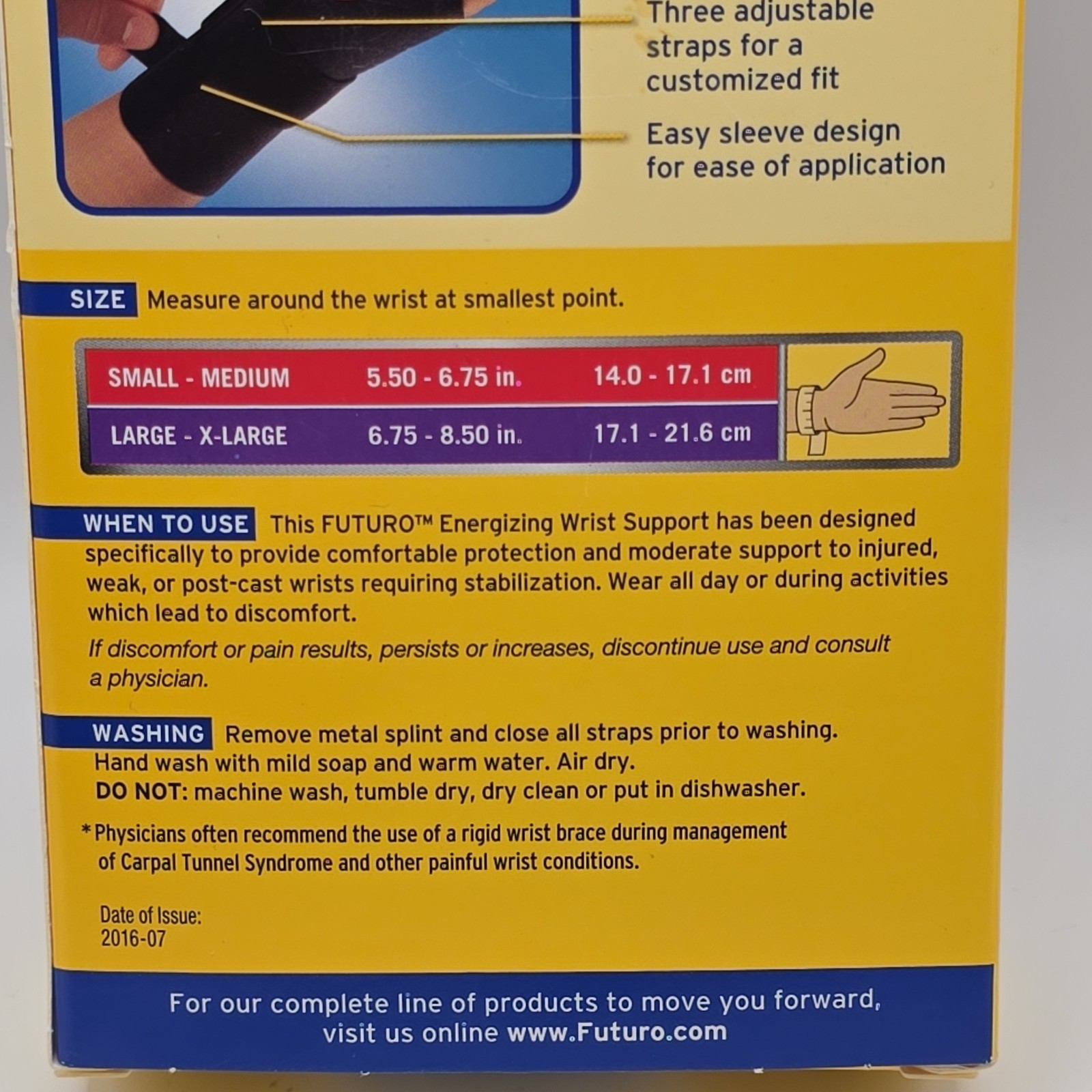 NEW 3M Futuro 48400 Wrist Brace Right Hand Moderate Stabilizing Support – S-M