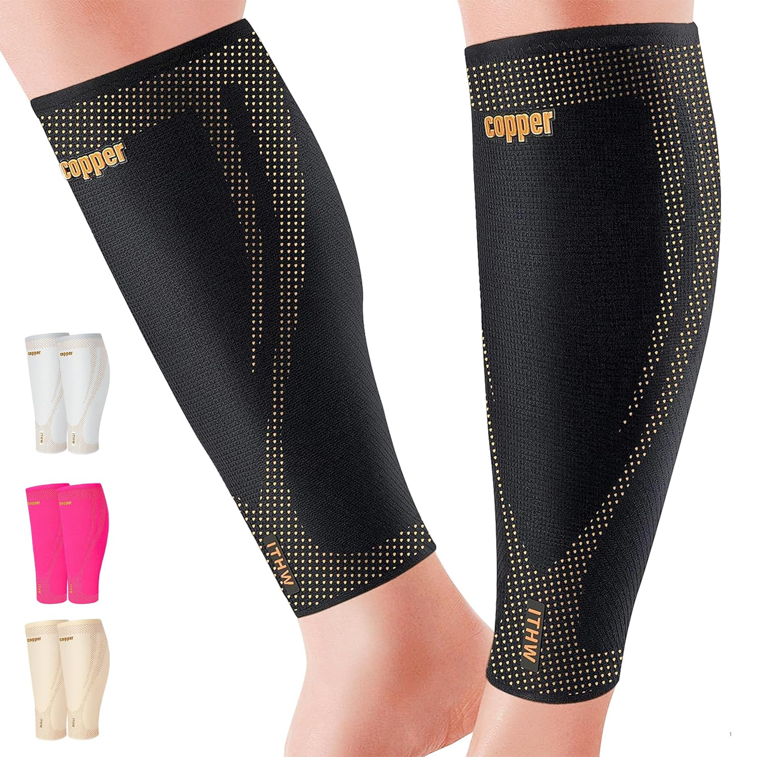 Copper Calf Compression Sleeves for Men & Women – High Stretch Graduated Compres