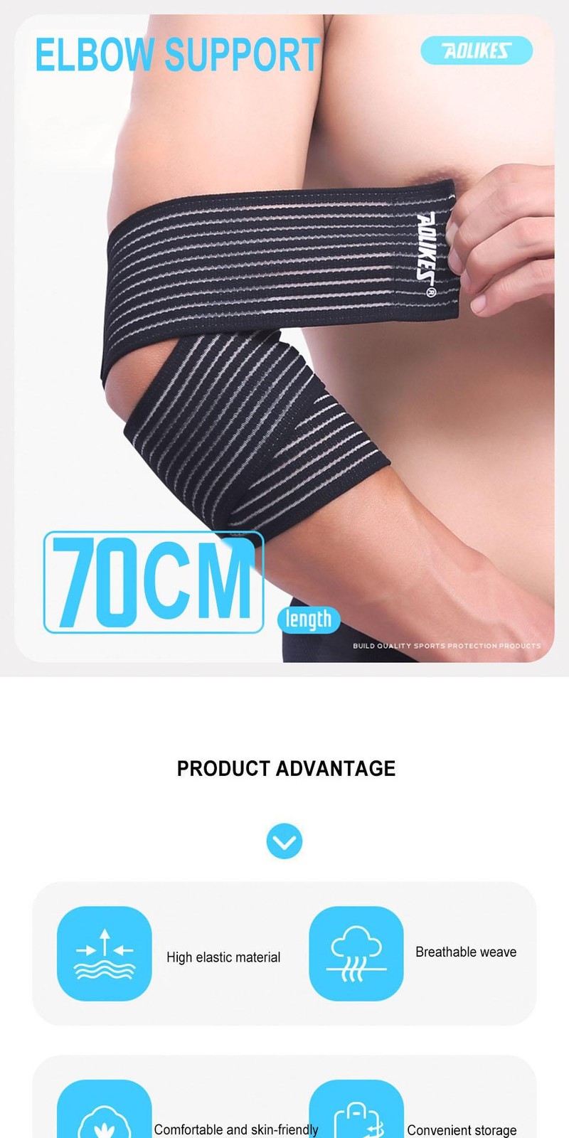 Aolikes 1pc 40-180cm Compression Bandage Protector Knee Support Brace Sports Ela