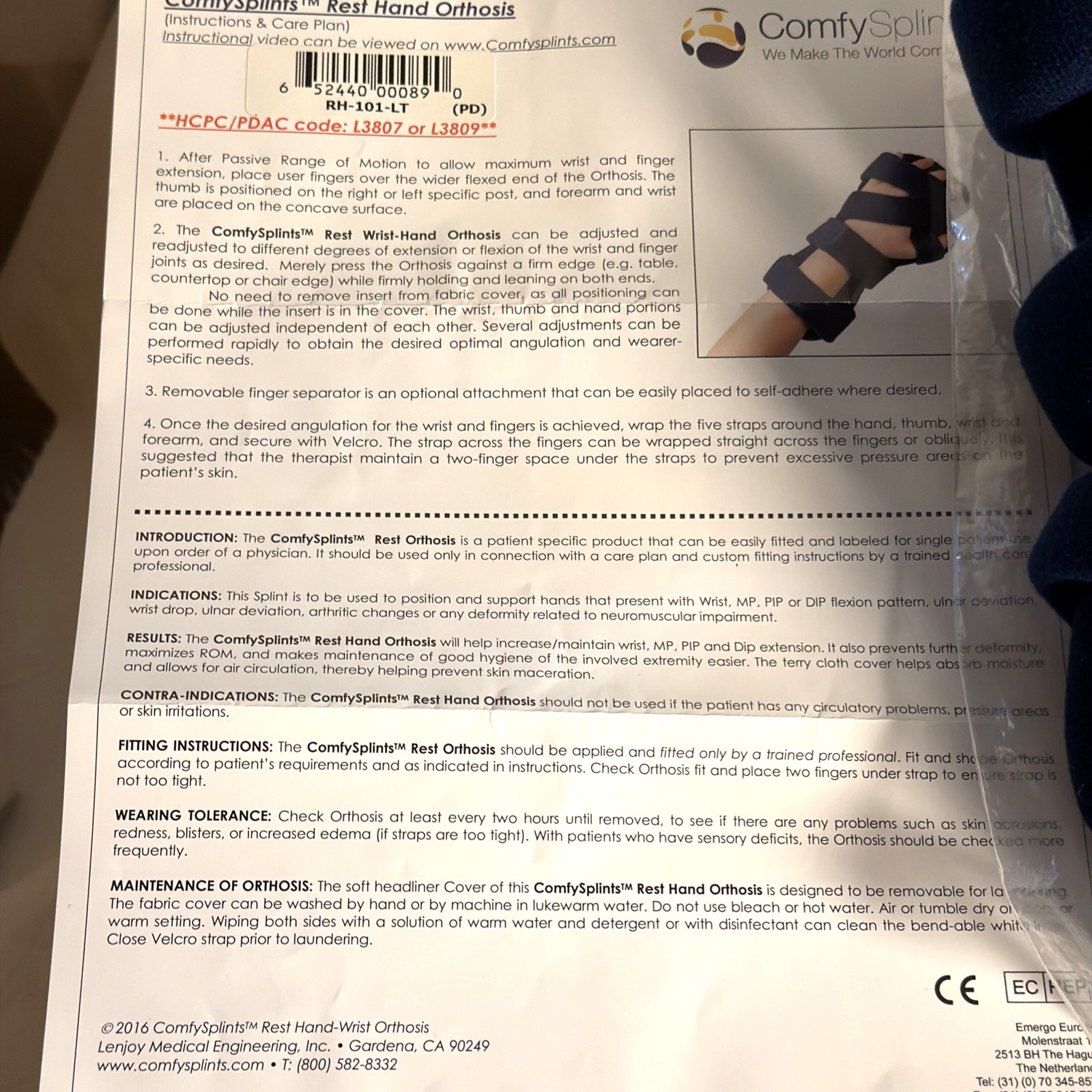 ComfySplints Adult Left Hand Progressive Rest Orthosis Brace