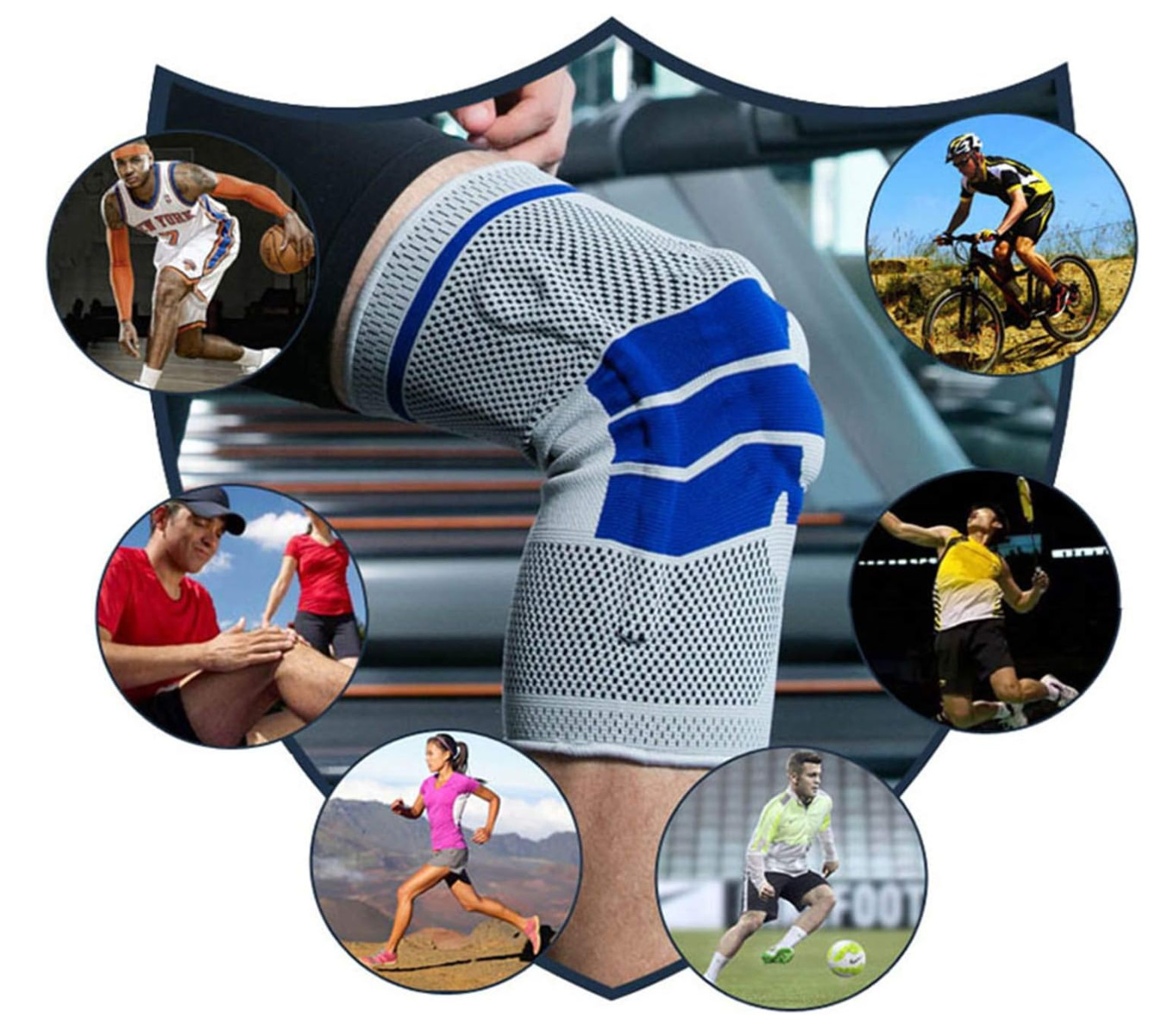 Knee Brace Compression Sleeve – Best Knee Pads Braces for Men Women Medical – M