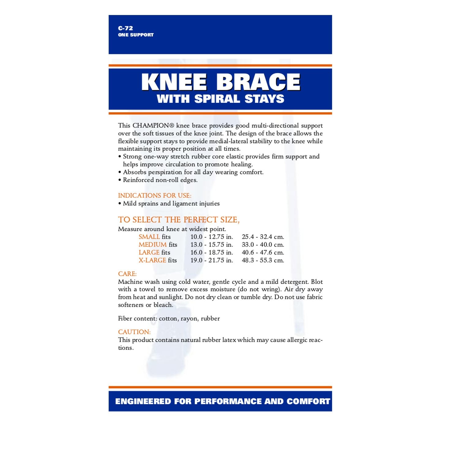 CHAMPION Knee Brace Flexible Stays Knit Elastic, Medium (Pack of 1), White