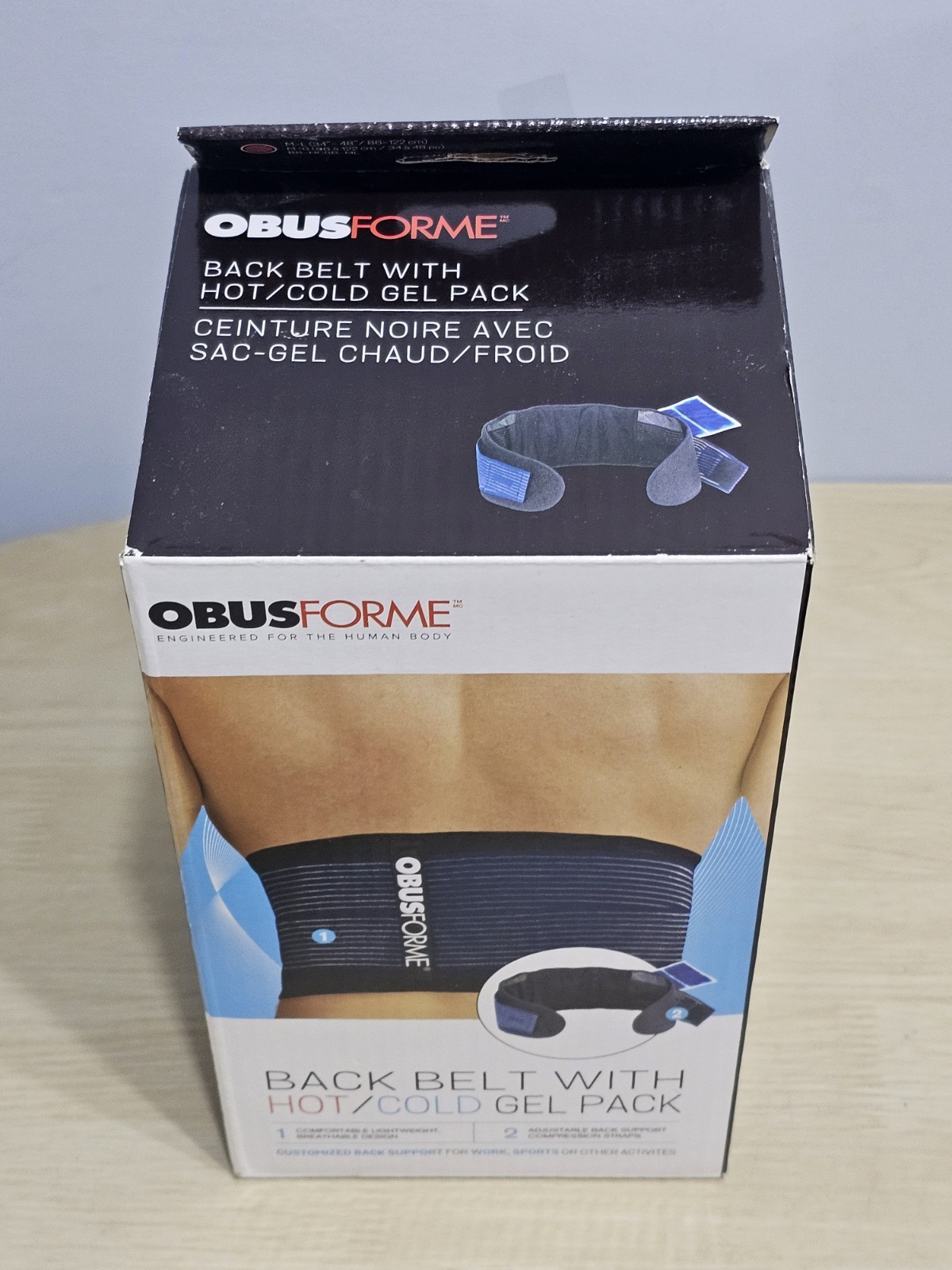 ObusForme Back Support Belt w/ Hot & Cold Gel Pack Adjustable Lumbar Brace Pain