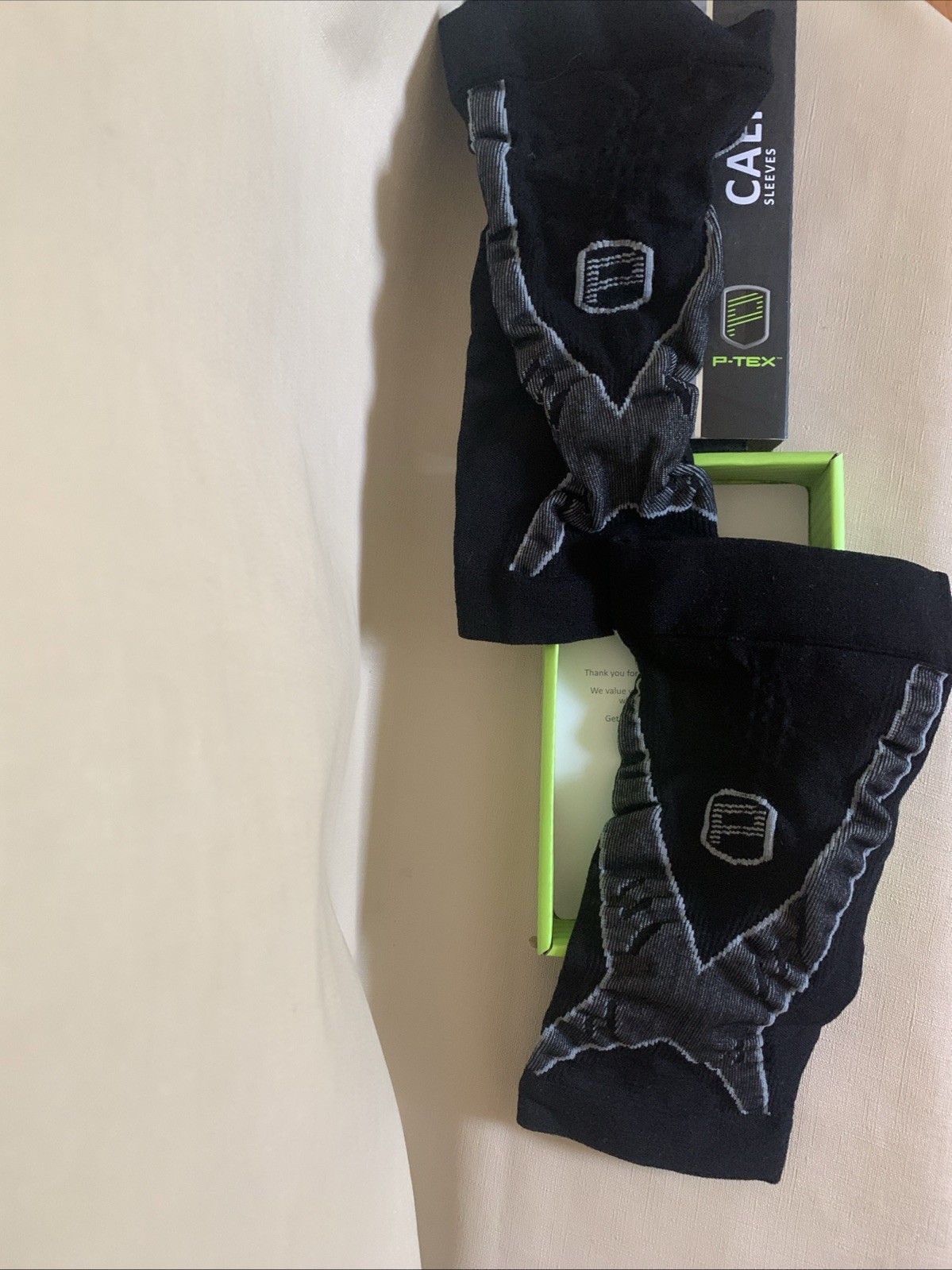 P-TEX ** PRO KNIT COMPRESSION CALF SLEEVES **P-TEXC500” LARGE Pair **BLACK*NEW**
