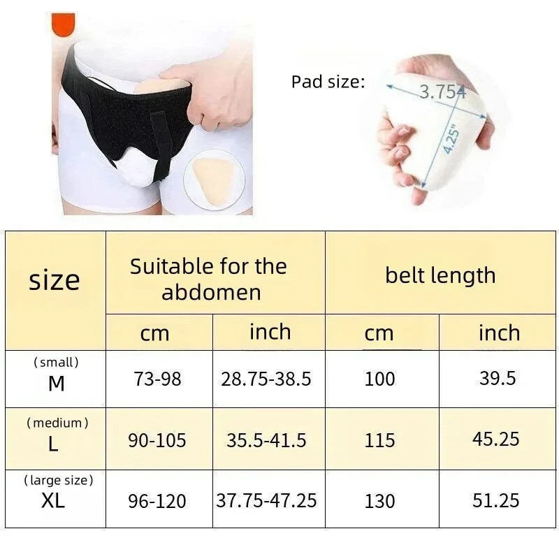 Hernia Support Belt Men Truss For Inguinal With 2 Removable Compression Pads US
