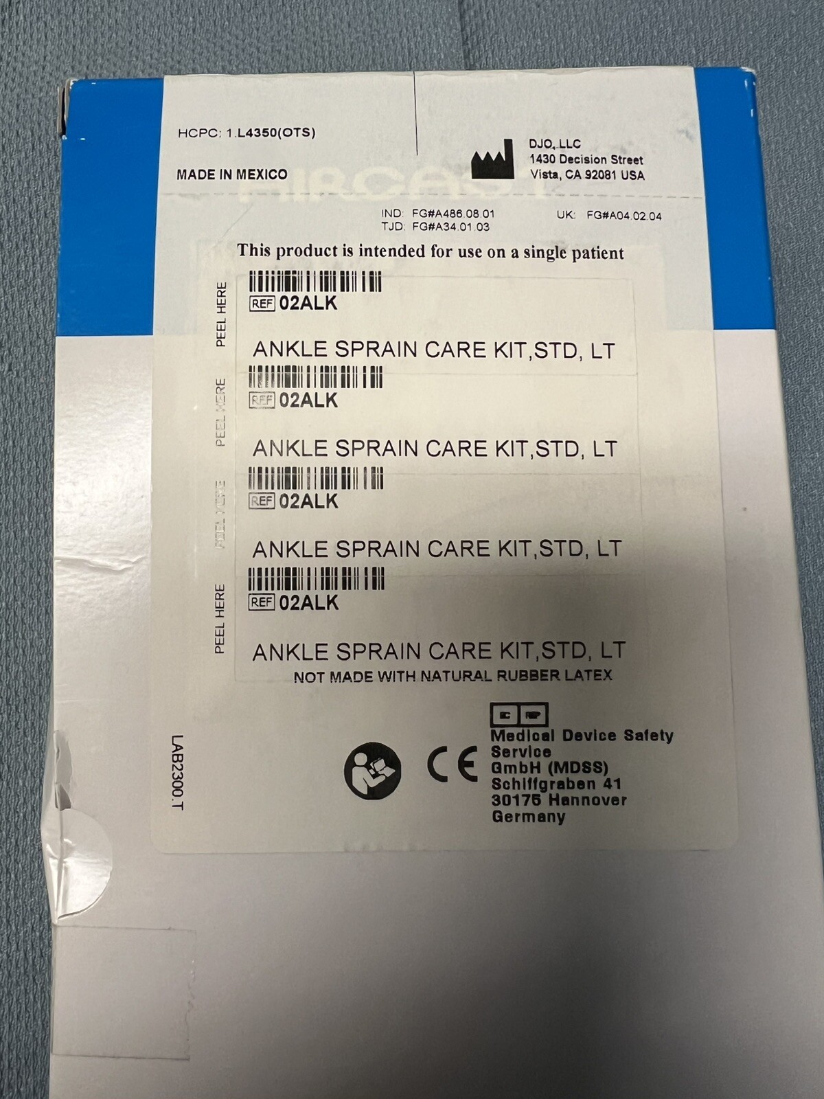 Aircast 02ALK Ankle Sprain Care Kit, STD, LT, New, Free Shipping