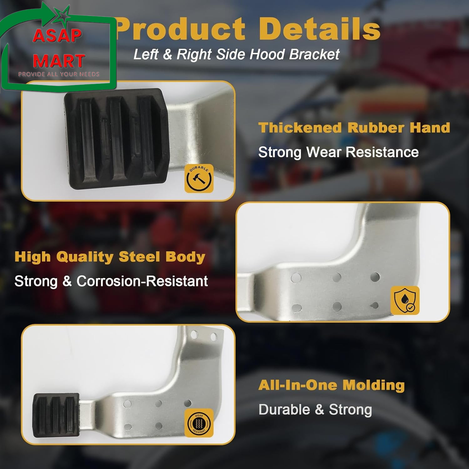 2 Pack Left & Right Hood Bracket Fit for Peterbilt 389 131 Hood Only, Replace MP