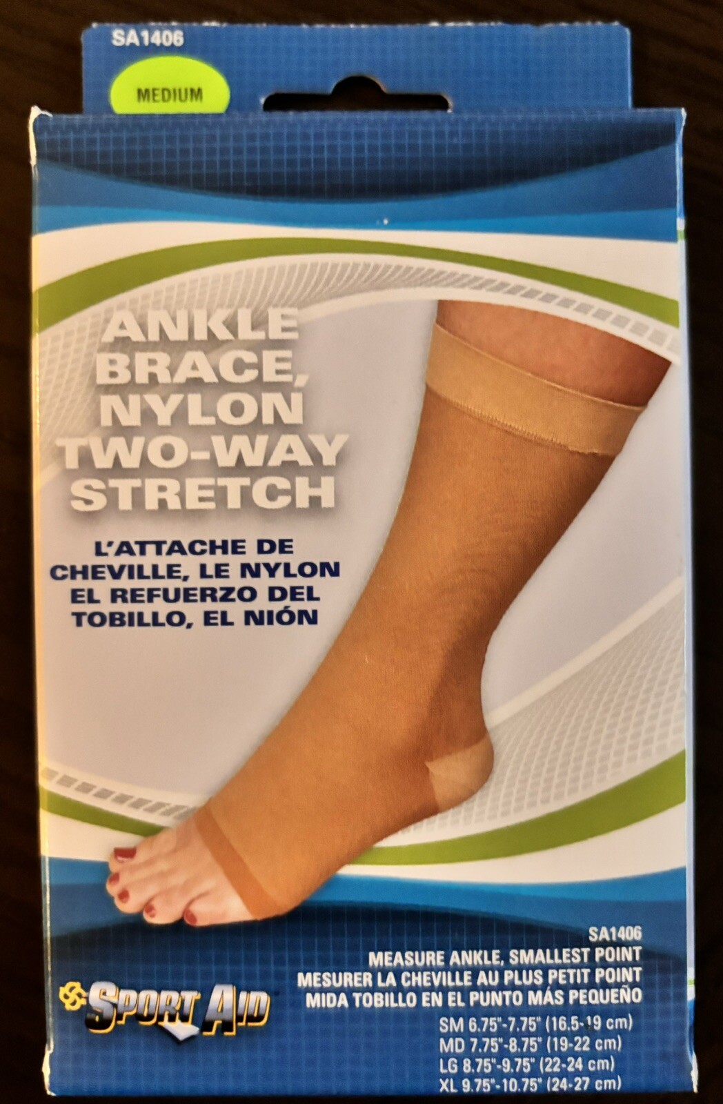 Sportaid Beige Ankle Support Medium Pull-On for the Foot SA1406 MED Or Large