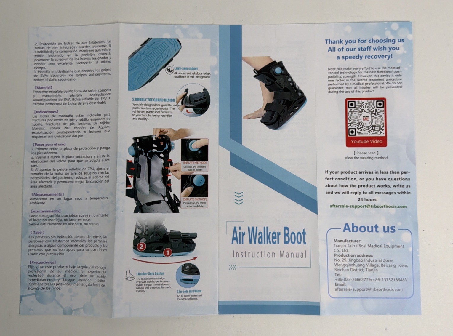 Inflatable Walker Boot Air Cam Walker Fracture Boot for Sprained Ankle Small