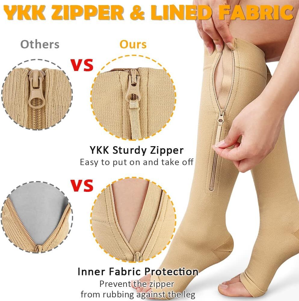 Men & Women Knee High Compression Socks Work Running Travel Flight Socks Sports