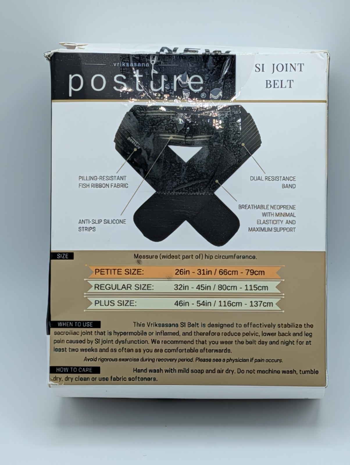 Vriksasana Posture Sacroiliac Hip Belt | Petite Black, 26in – 31in