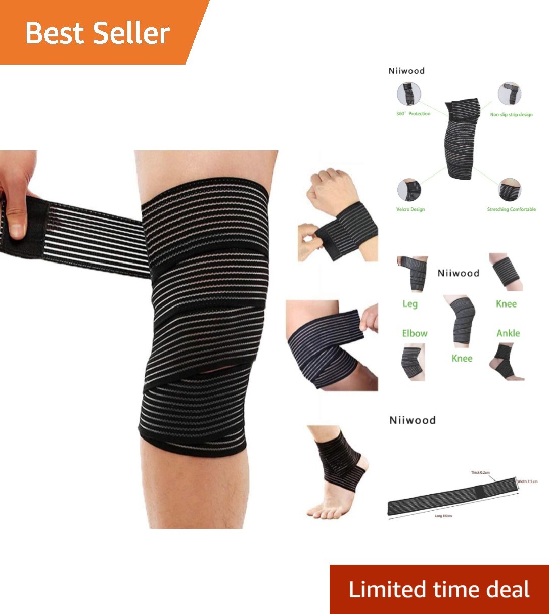 Silk Knee Support Bandage – Adjustable Compression for Pain Relief & Mobility