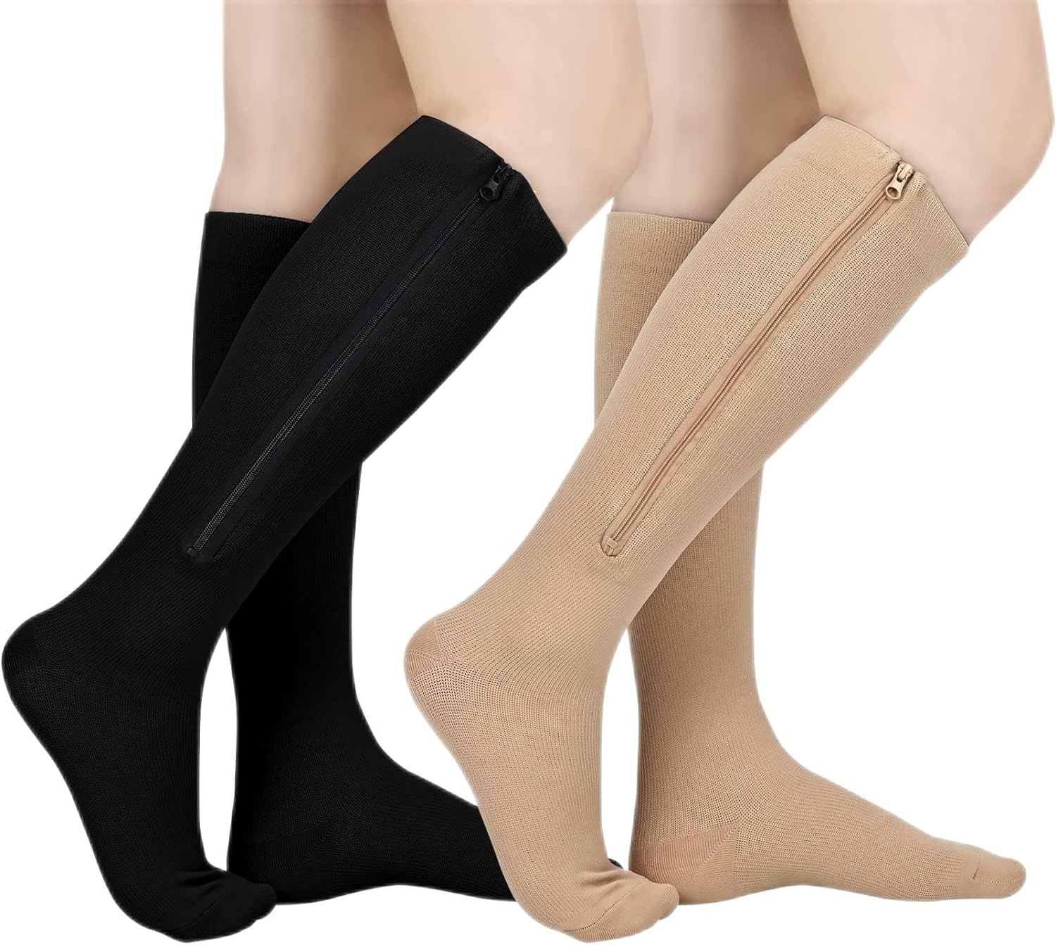 Men Zippered Compression Socks Closed Toe 20-30mmHg with Zipper Safe Protection