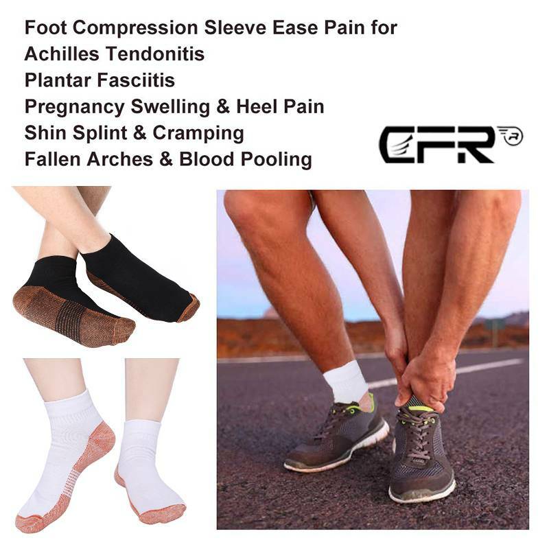 COMFREE Copper Sleeve Compression Socks Plantar Fasciitis Ankle Foot Pain Relief