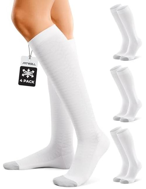 4 Pairs Compression Socks for Women & Men, 15-20mmHg Small-Medium White*4