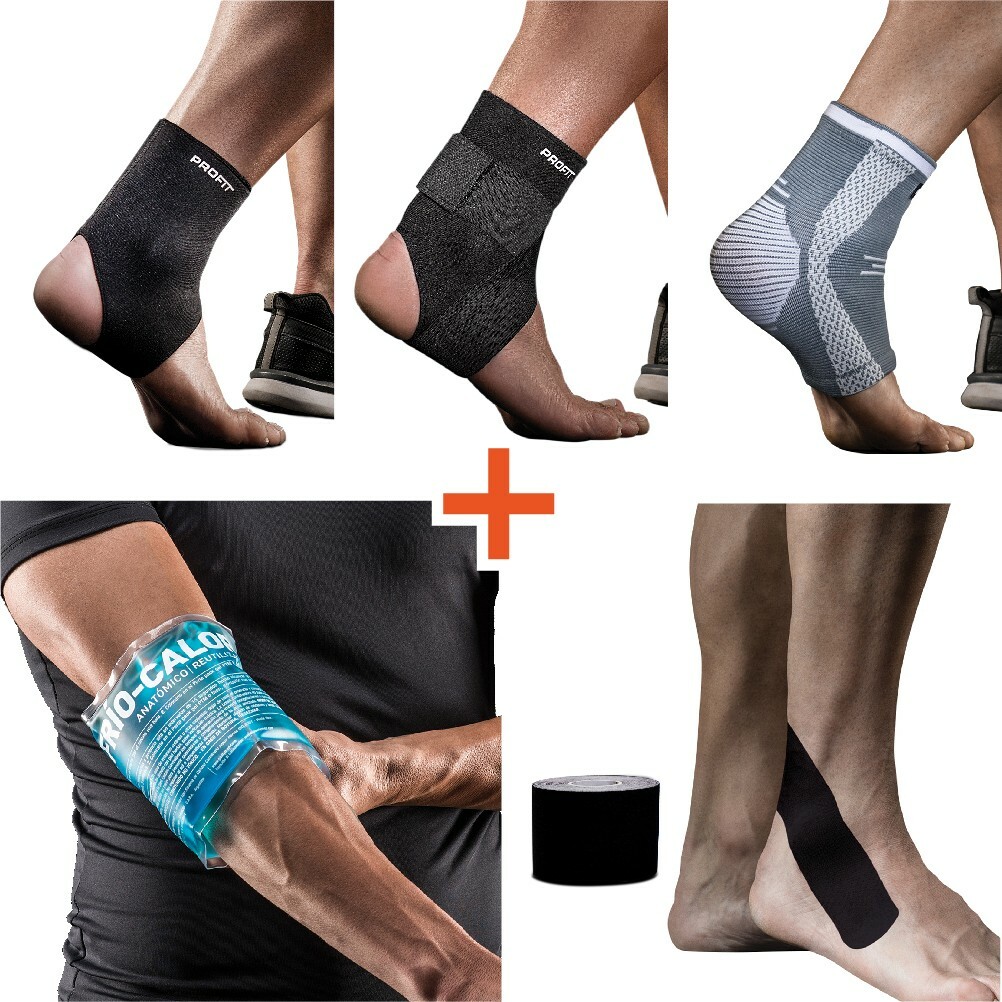 Premium Ankle Support KIT-5 in 1-Includes 3 ankle supports,kinetape,ice compress