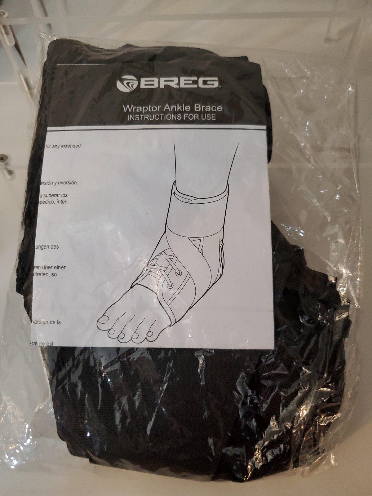 Breg Wraptor Ankle Brace Stabilization Universal Black Adjustable Laces