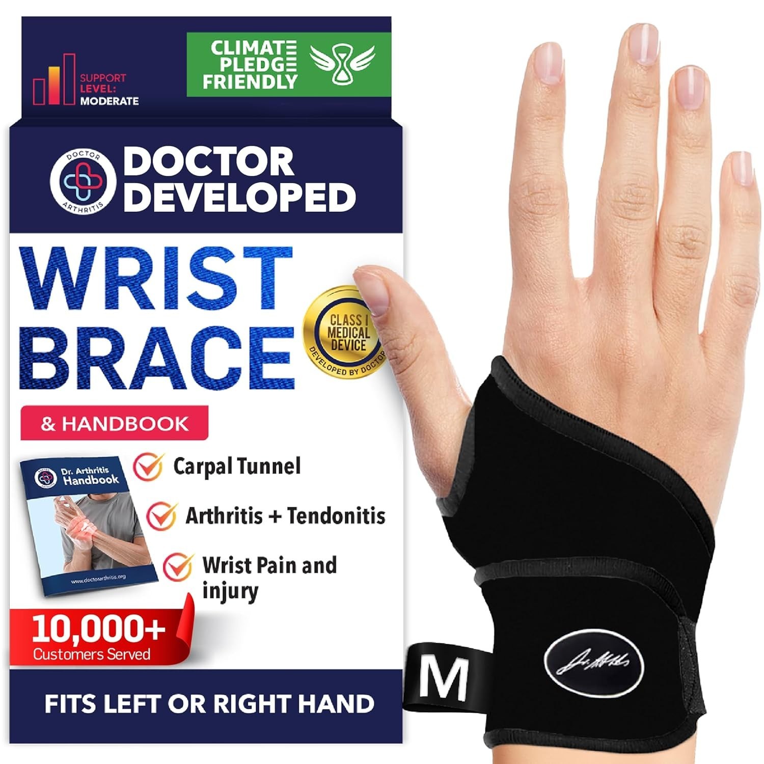 All-Day Comfort Wrist Brace for Tendonitis, Golf, & Tennis – Handbook Included