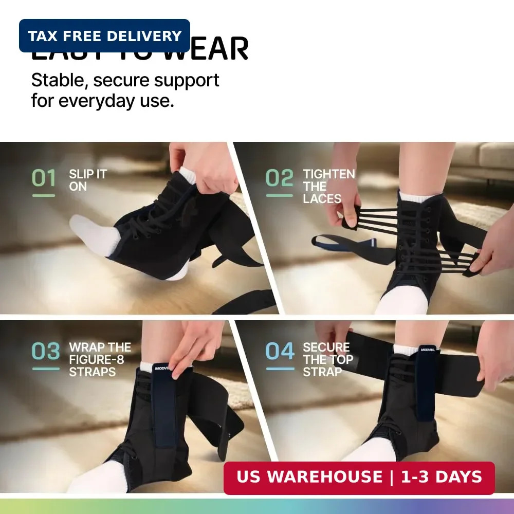 MODVEL Slim Lace Up Ankle Brace, Adjustable Ankle Braces for Men, Ankle Brace fo