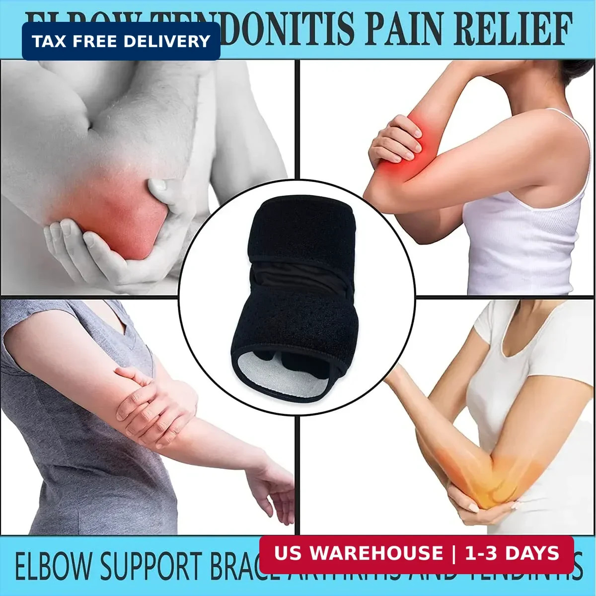 Adjustable Elbow Brace for Men & Women – Instant Pain Relief for Tennis Elbow, G