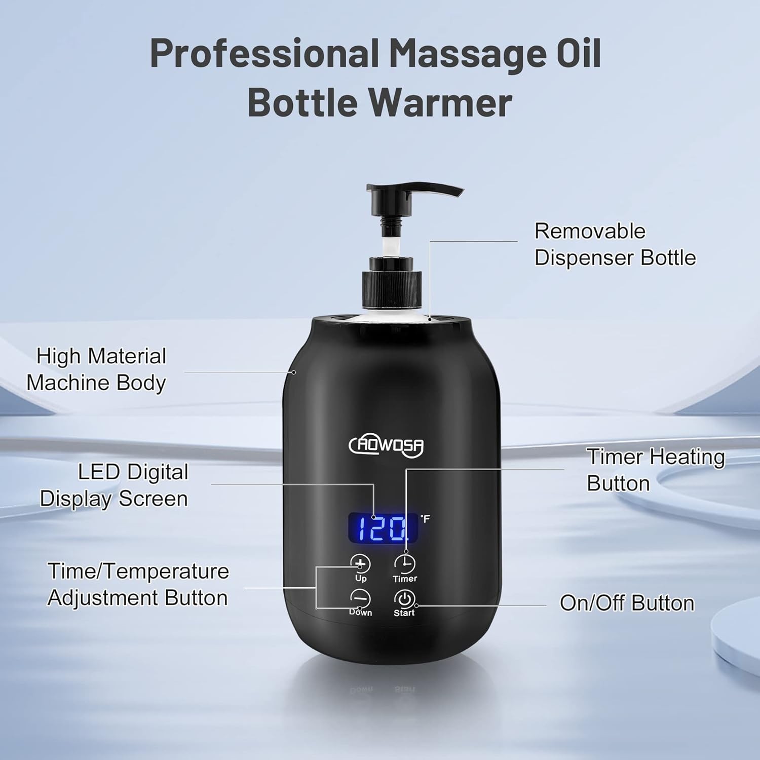 Massage Oil Warmer Bottle Professional Electric Lotion Digital Heater Black
