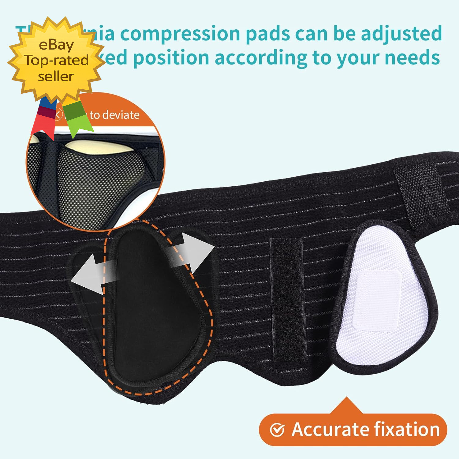 Adjustable Hernia Support Belt Inguinal Truss Compression Pads Men Women Medium