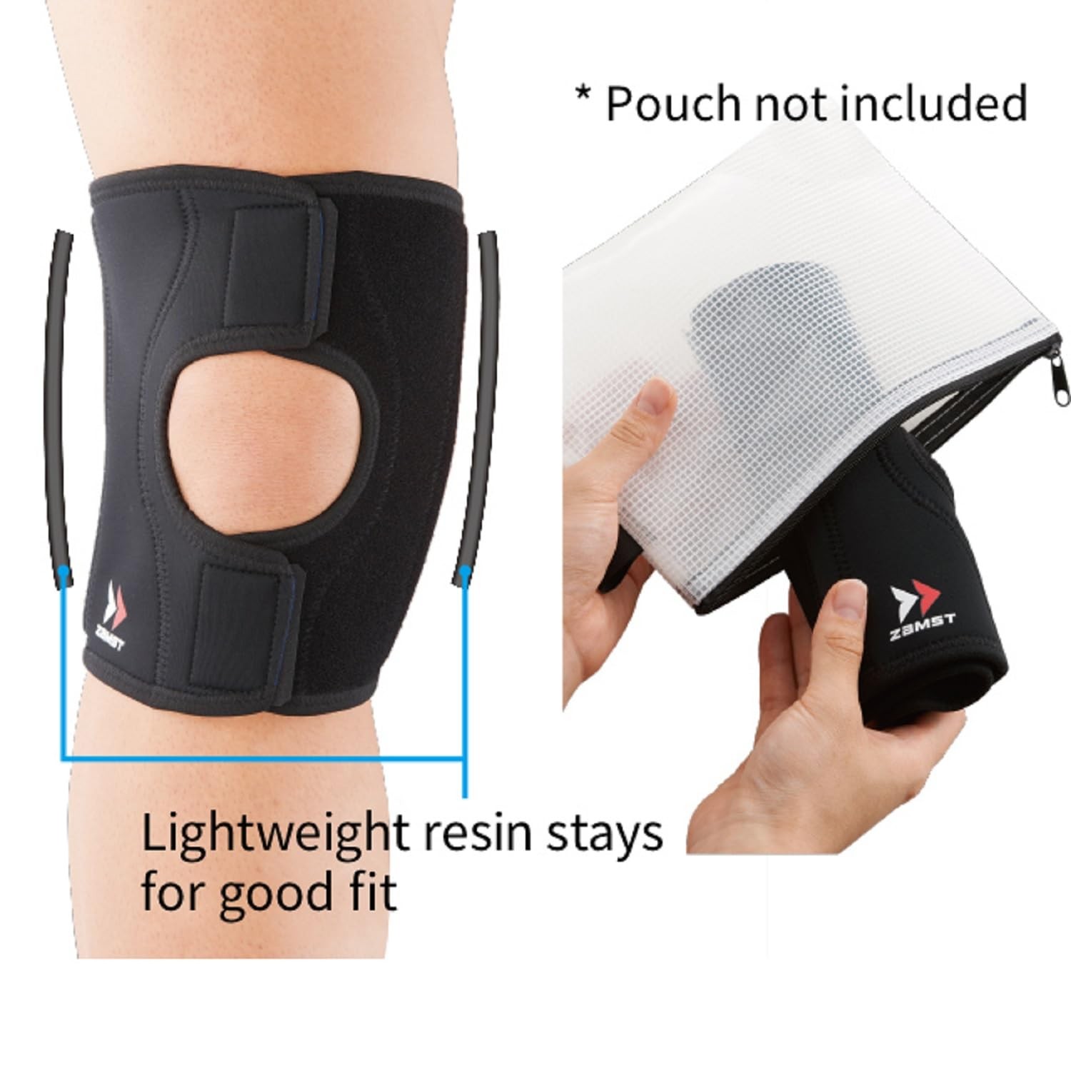 Zamst EK-1 Sports Knee Brace – Lightweight Compression Large, Black