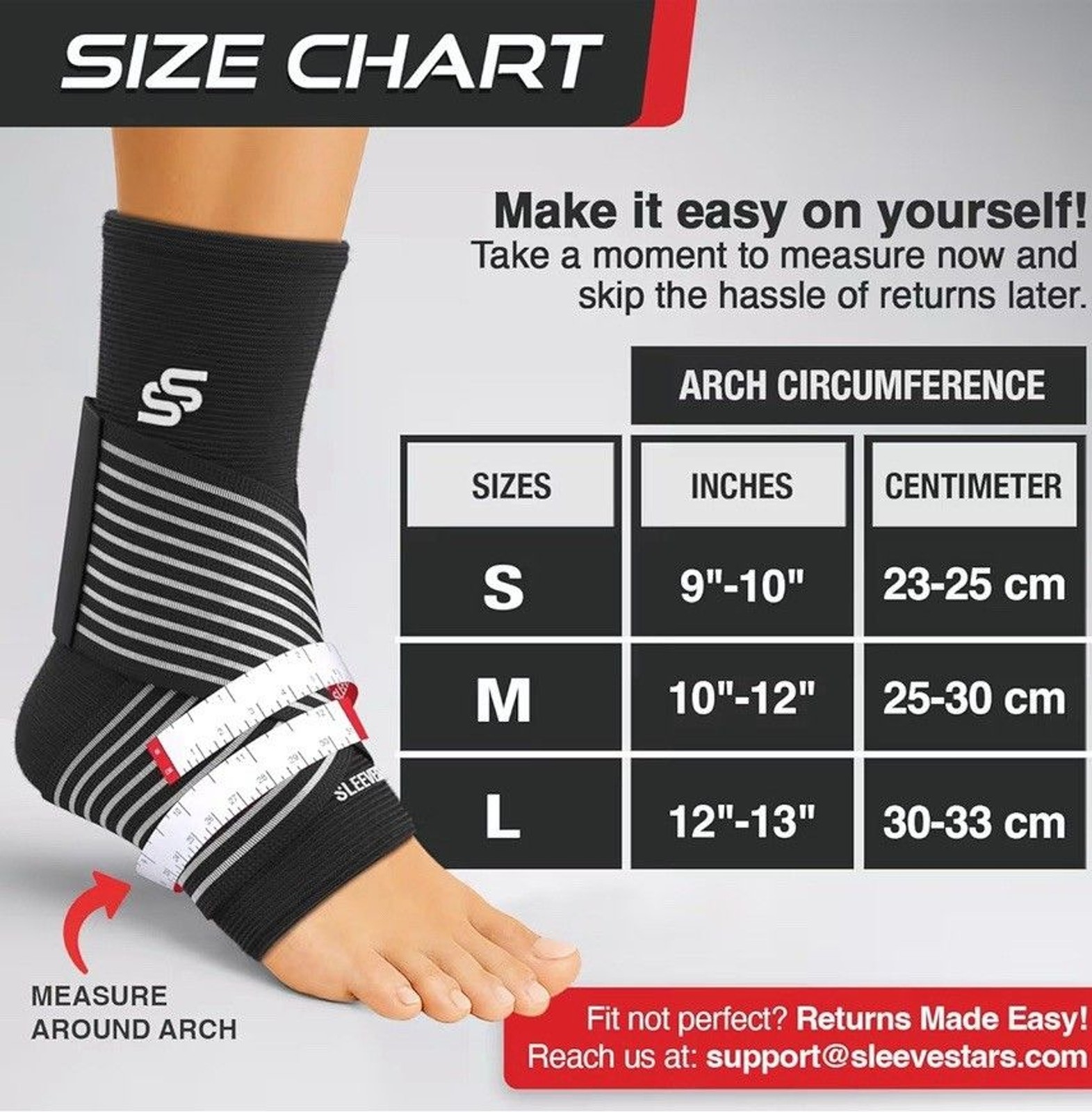 Sleeve Stars Ankle Brace for Women & Men, Ankle Wrap for Sprained Med Black