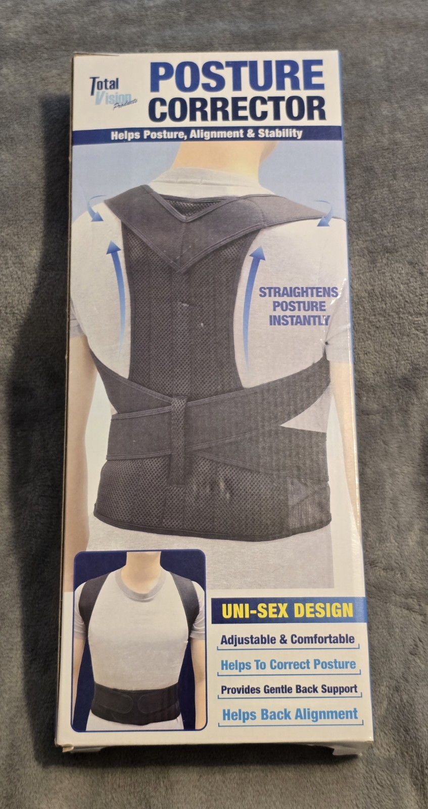 TOTAL VISION Back Brace Posture Corrector Shoulder Back Support Belt Unisex XL