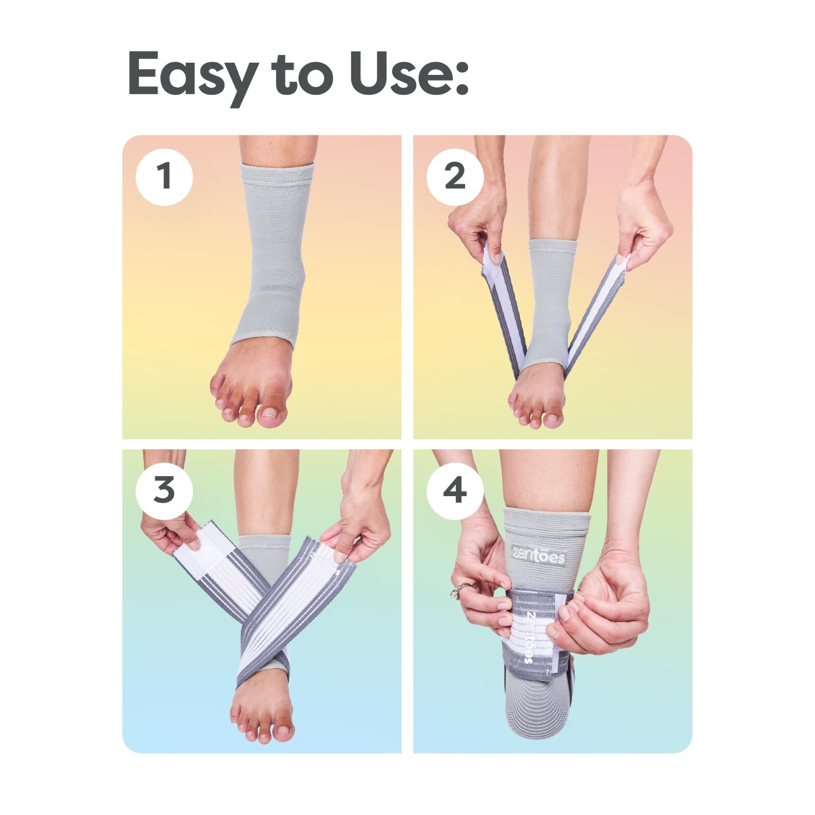 ZenToes Ankle Support Brace Sleeve Adjustable Compression Strap Wide Width Green