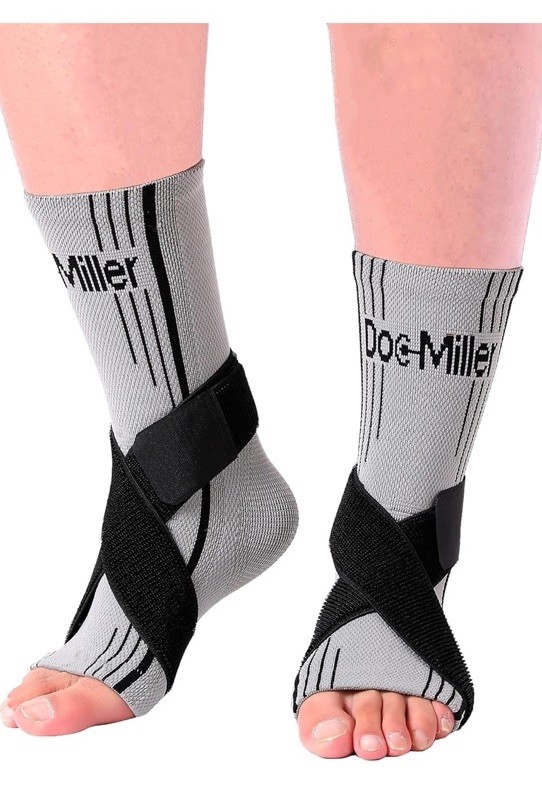 Doc Miller Ankle Compression Sleeves With Strap 1 Pair Plantar Fasciitis Gray, L