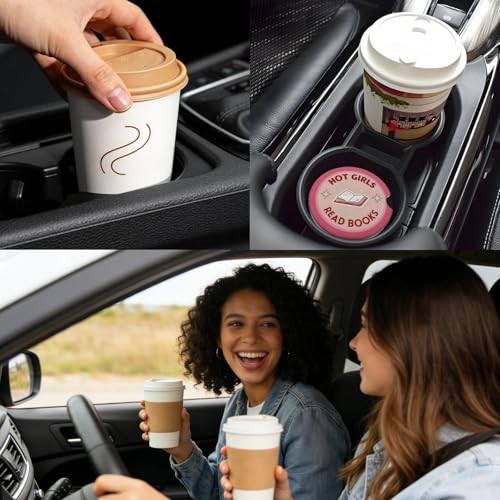 Ceramic Car Cup Coasters 2PCS – | with Cork Back & Finger 2.56inch Hot Girl