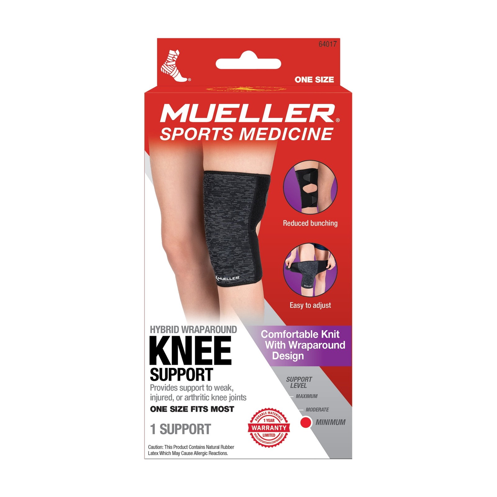 Hybrid W-Latex Knee & Leg Brace, Lightweight, Breathable, One Size