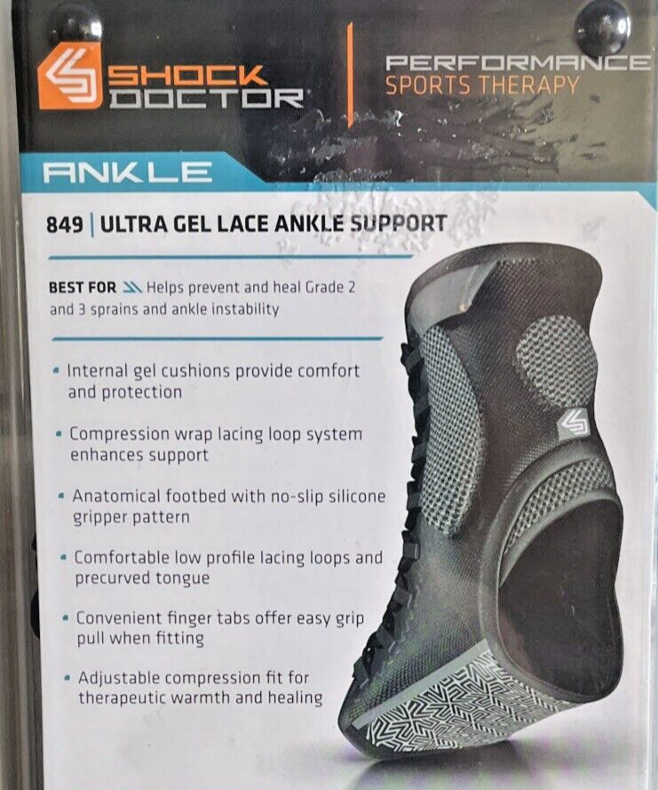 Shock Doctor Ankle Support Ultra Gel Wrap Lace Black Level 3 S Small NIB Sport