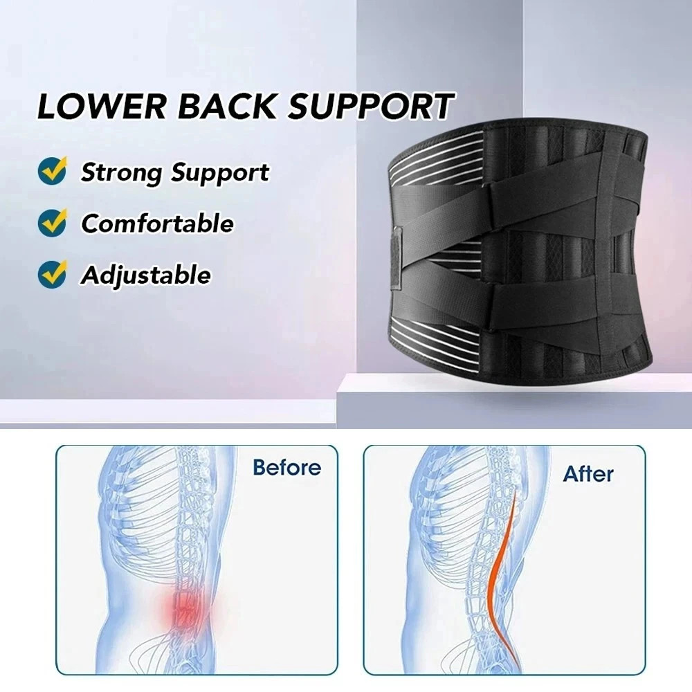 Adjustable Lower Back Brace Lumbar Support Waist Belt for Men Women Pain Relief