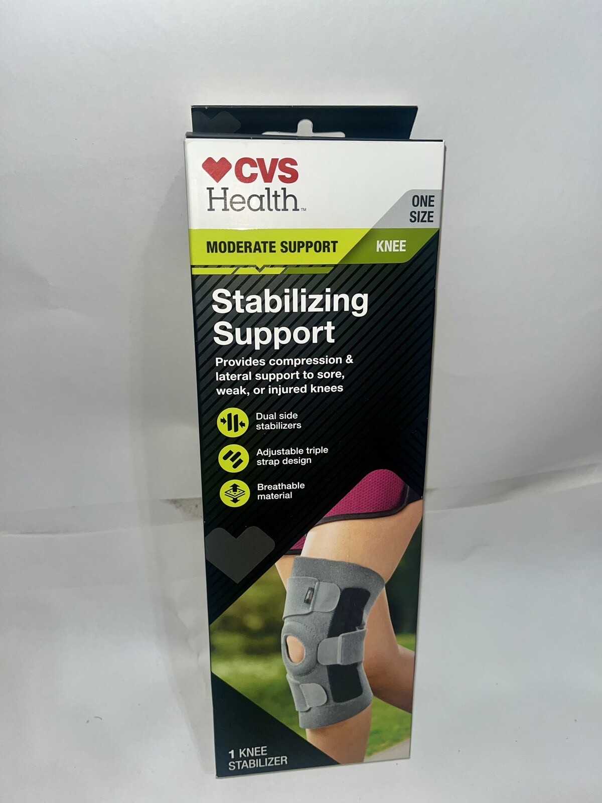 CVS Health Adjustable Stabilizing Knee Support Moderate One Size New in Box